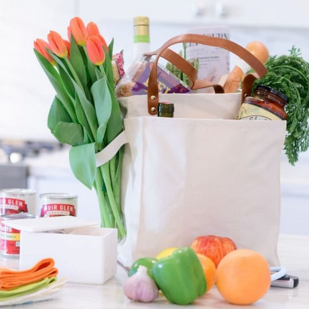 Heavy Canvas Tote Bag | Reusable Multi-Pocket Market Tote : Petrol Blue with Mustard Handles and Base