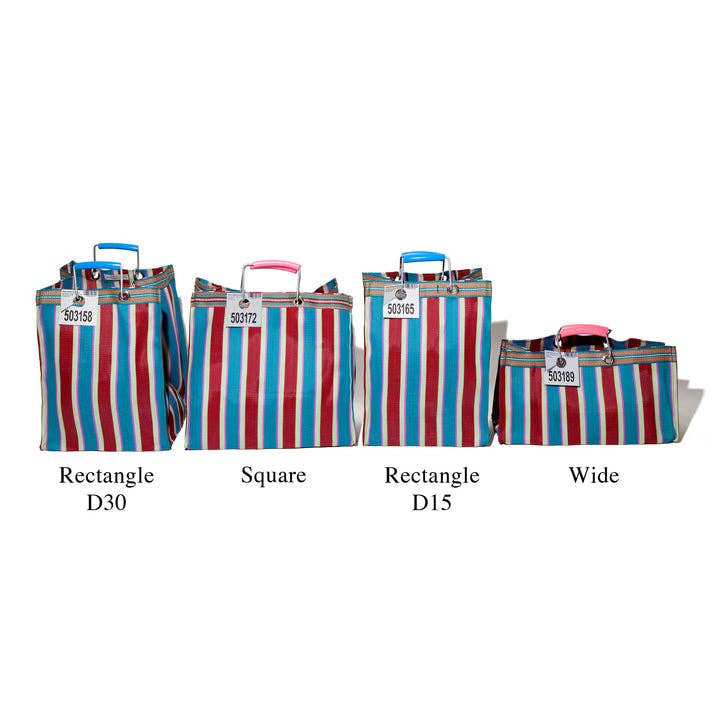 Lost Pines Recycled Plastic Stripe Bag - Square: Green x Pink