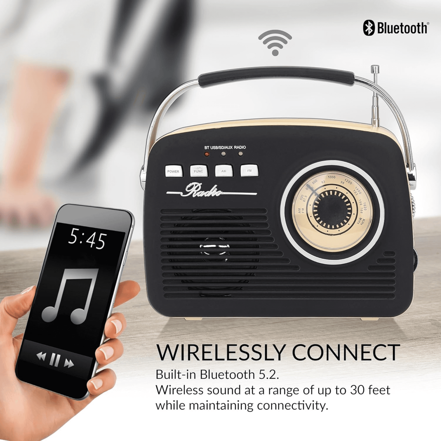 Buddy Holly Multi-Function Bluetooth Retro Speaker: Black