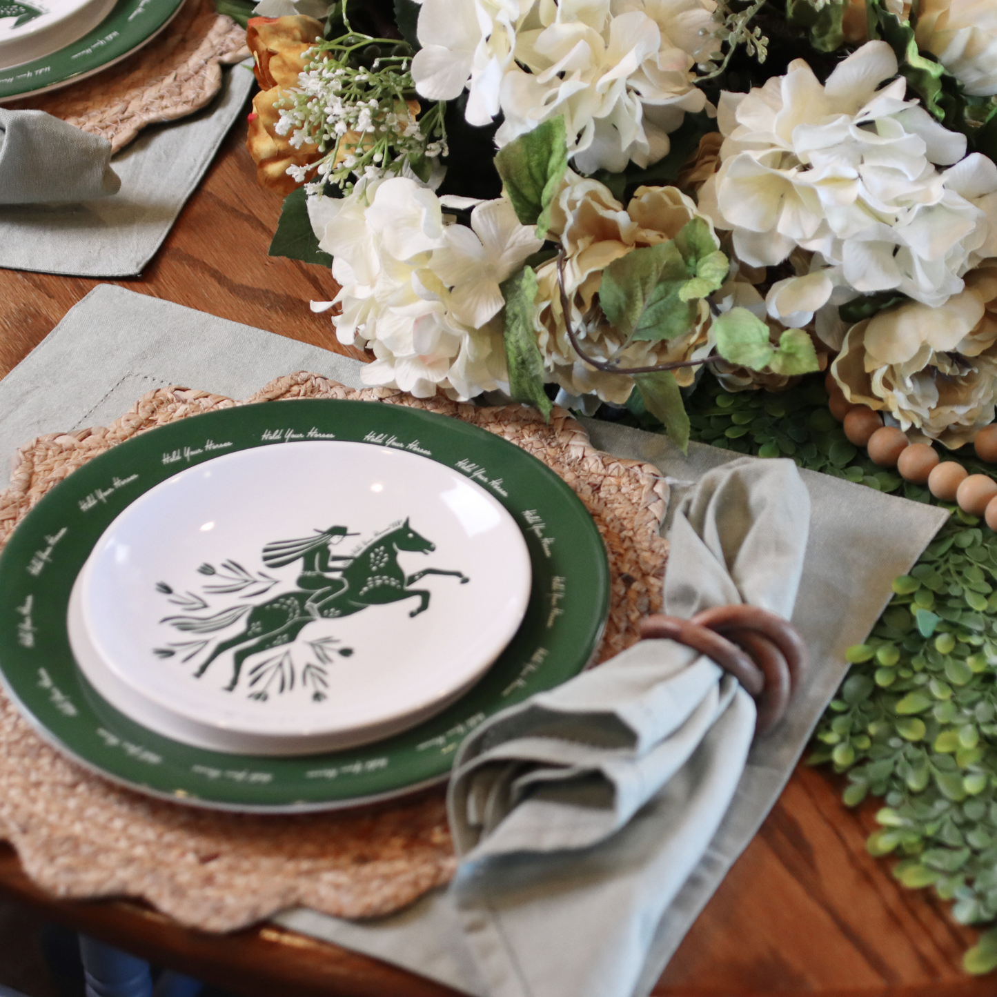 'Hold Your Horses' Melamine Medium Plate (set of 4)