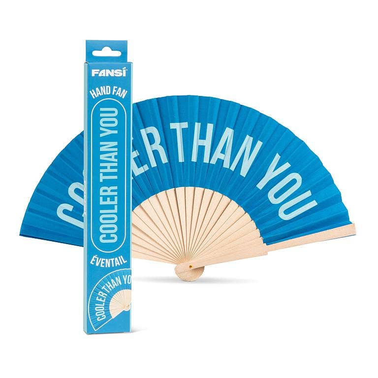 COOLER THAN YOU Hand Fan-Turquoise-16"W