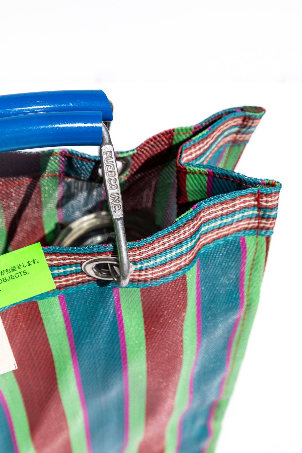 Lost Pines Recycled Plastic Stripe Bag - Square: Green x Pink