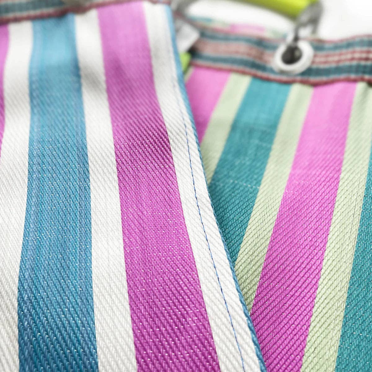 Lost Pines Recycled Plastic Stripe Bag - Square: Green x Pink