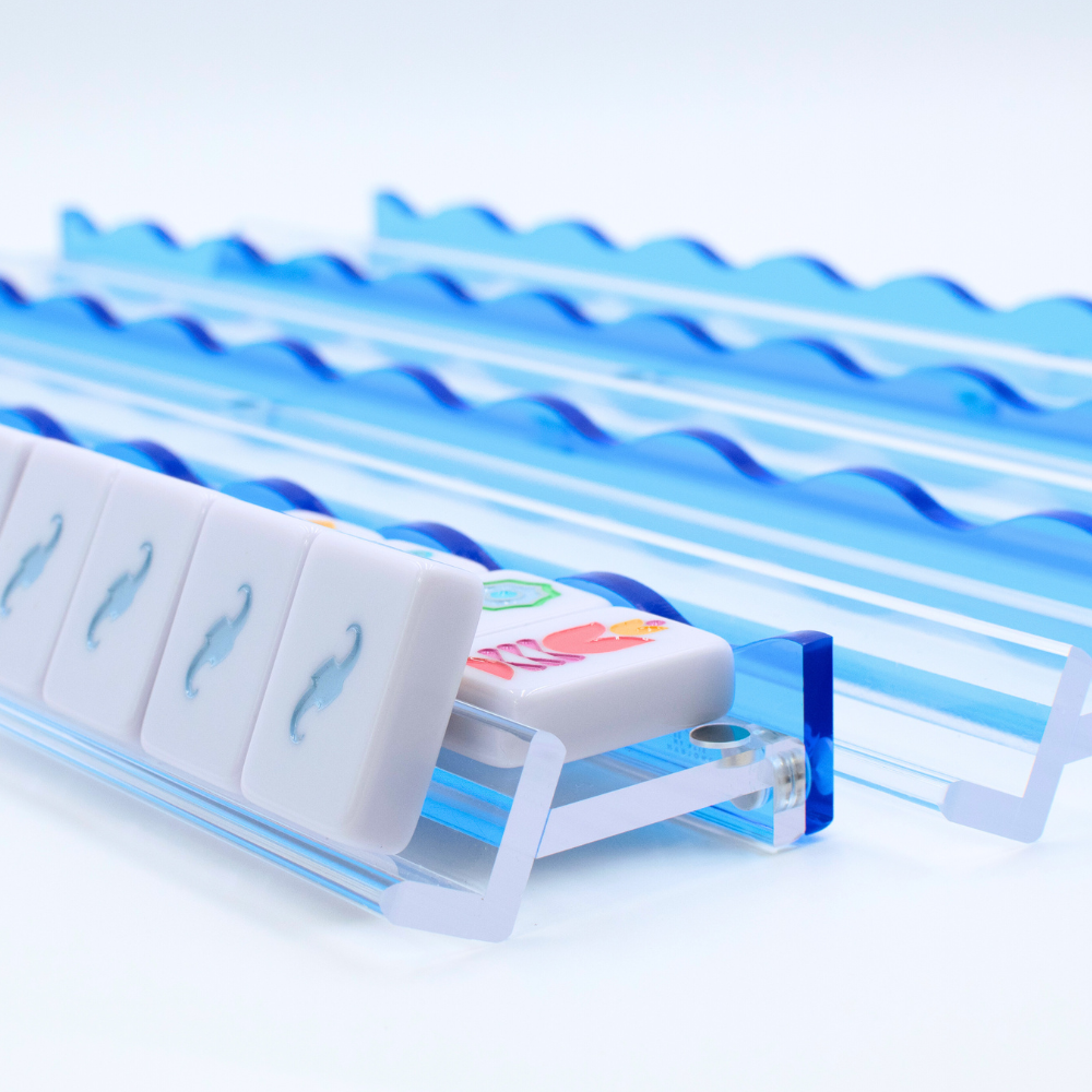 Port A Wavy Acrylic Mahjong Racks | Magnetic Pushers: Green