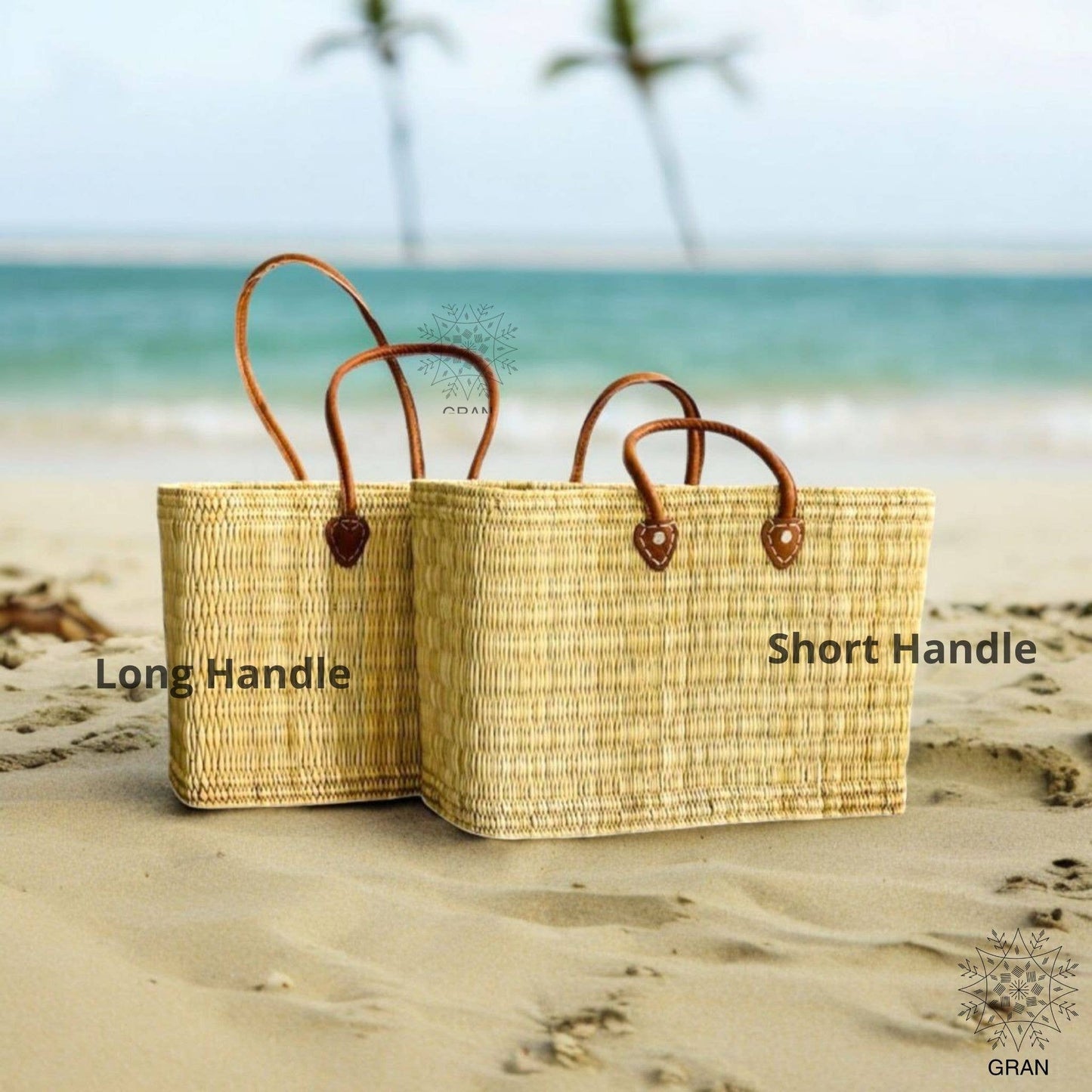 Fort Worth Leather Shopping Basket.: Short Handle LARGE