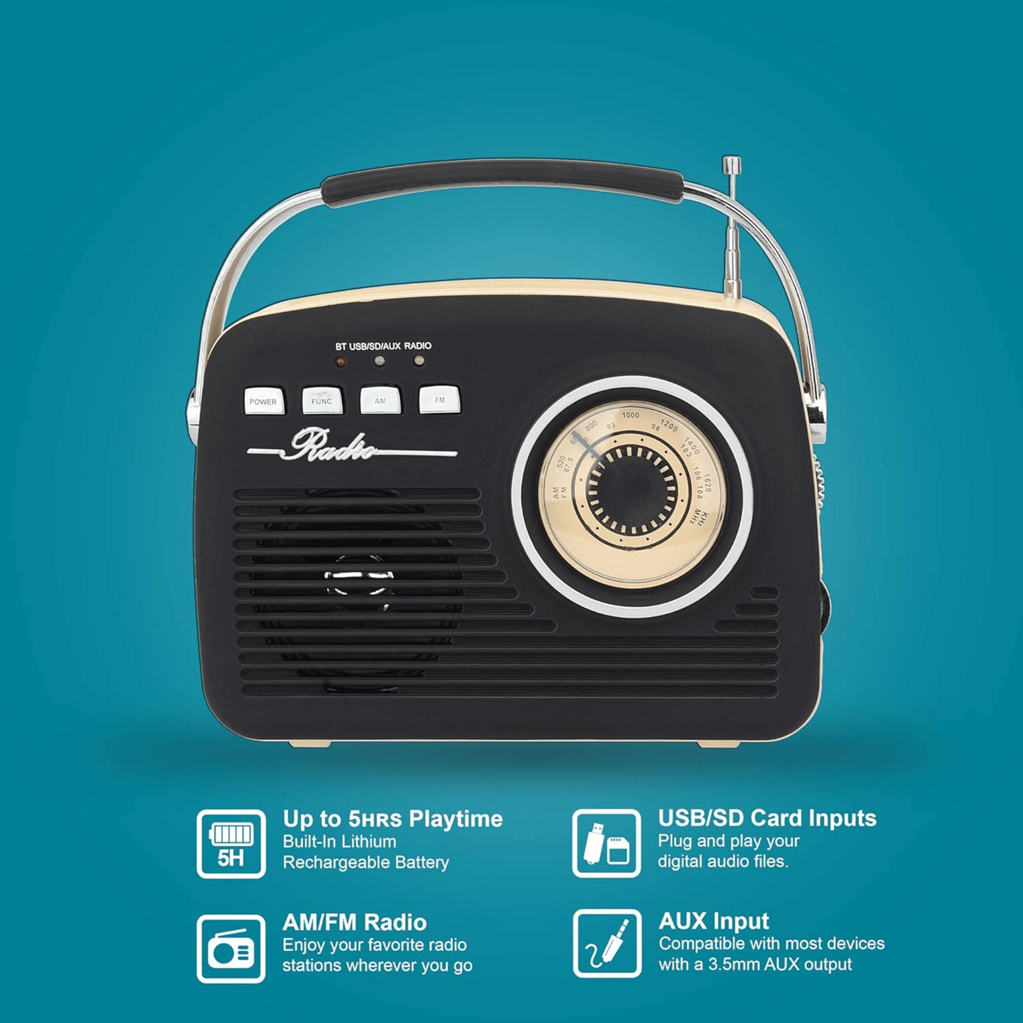 Buddy Holly Multi-Function Bluetooth Retro Speaker: Black
