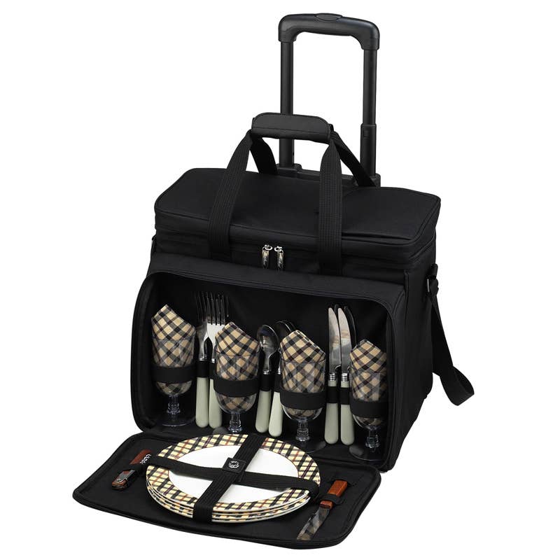 Driftwood Picnic Cooler for Four with Wheels: Black
