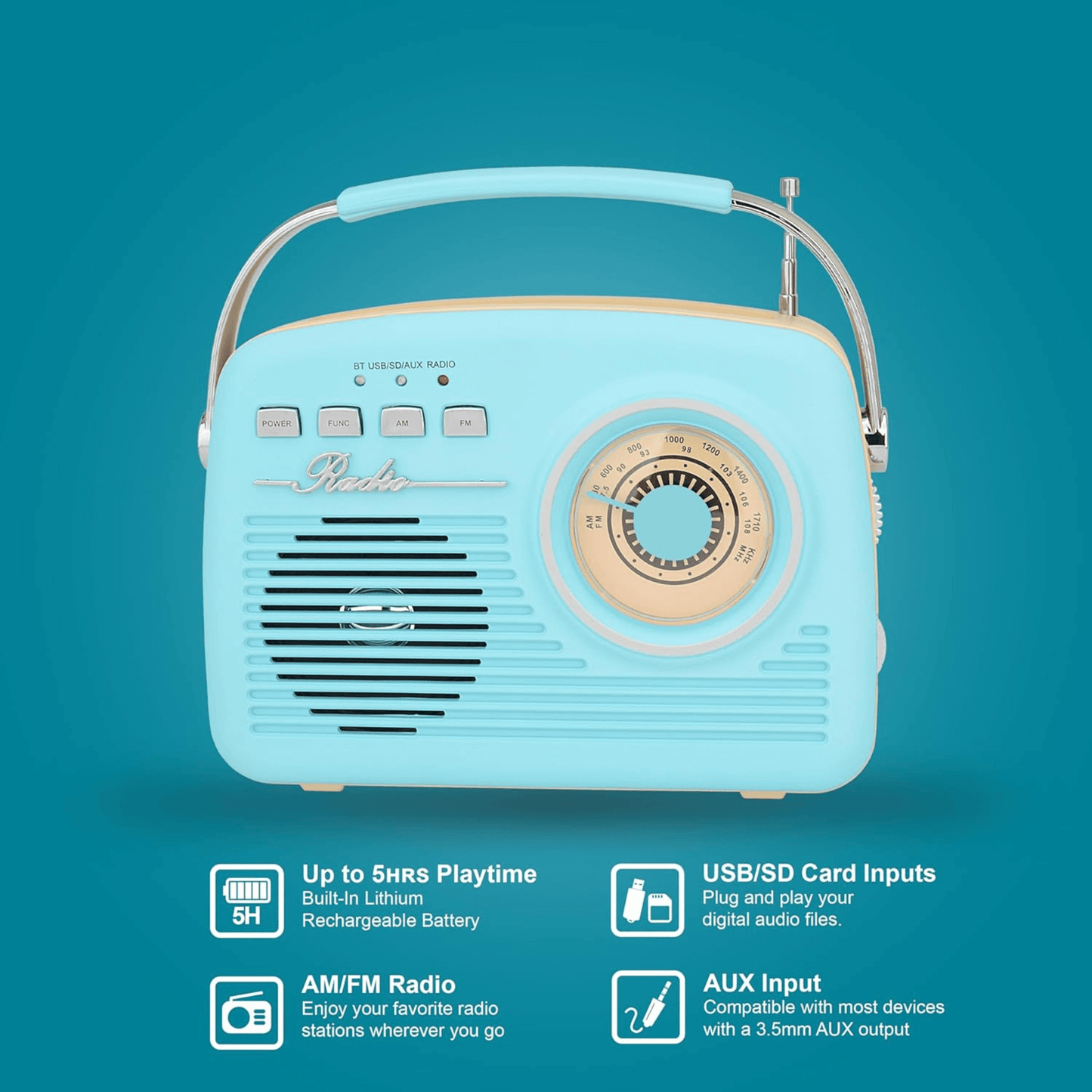 Buddy Holly Multi-Function Bluetooth Retro Speaker: Black