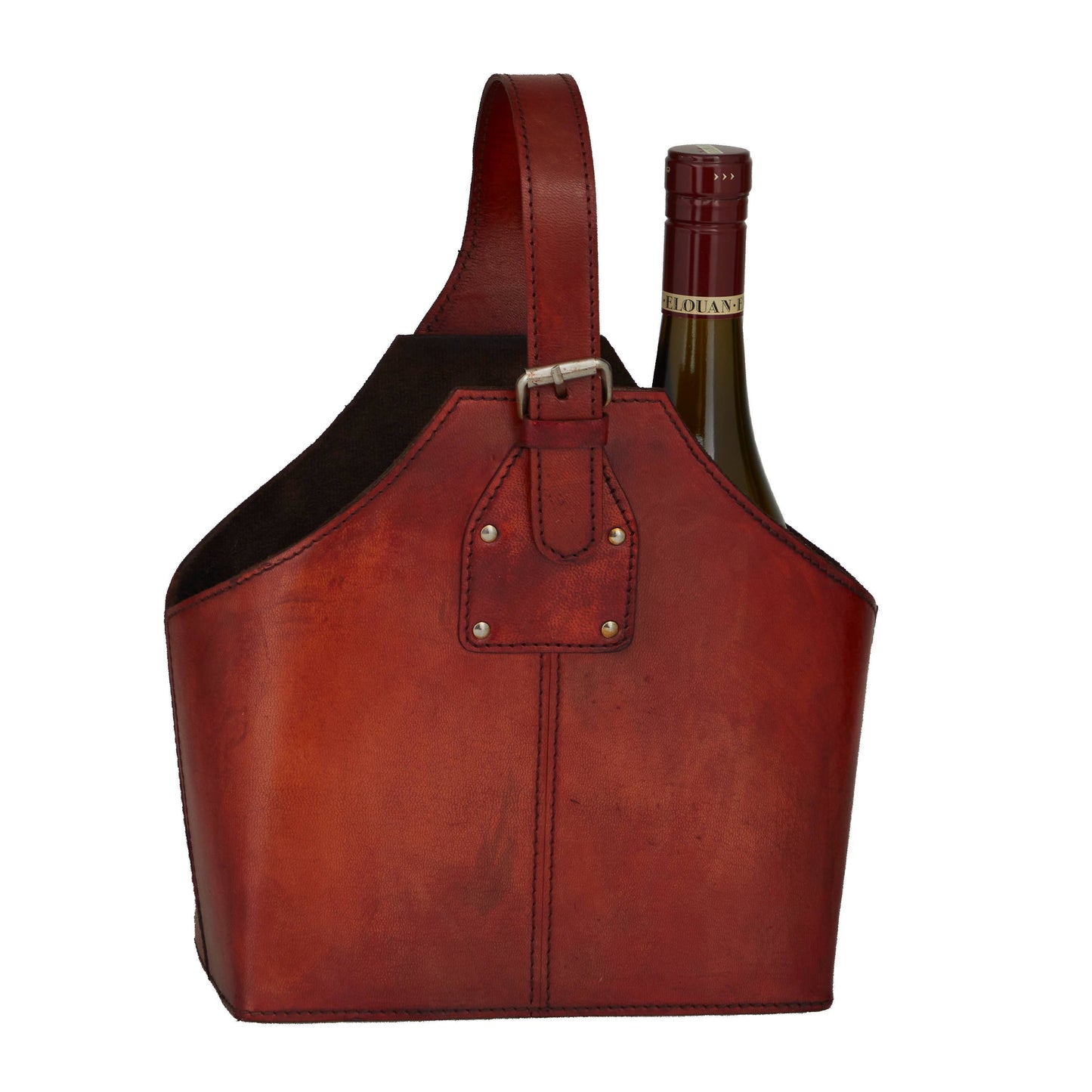 Round Top Leather Wine Holder