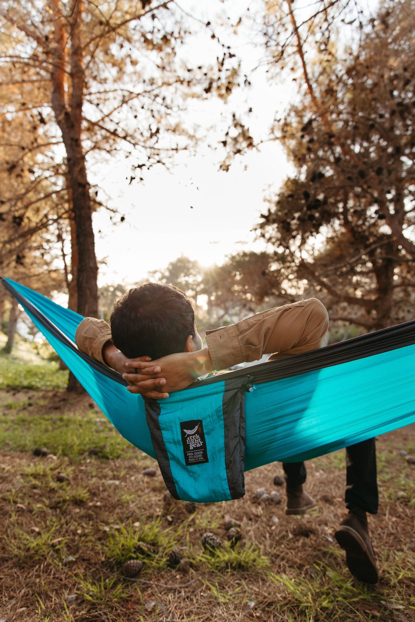 Blue Hole Double Hammock & Straps (Aqua & Charcoal)