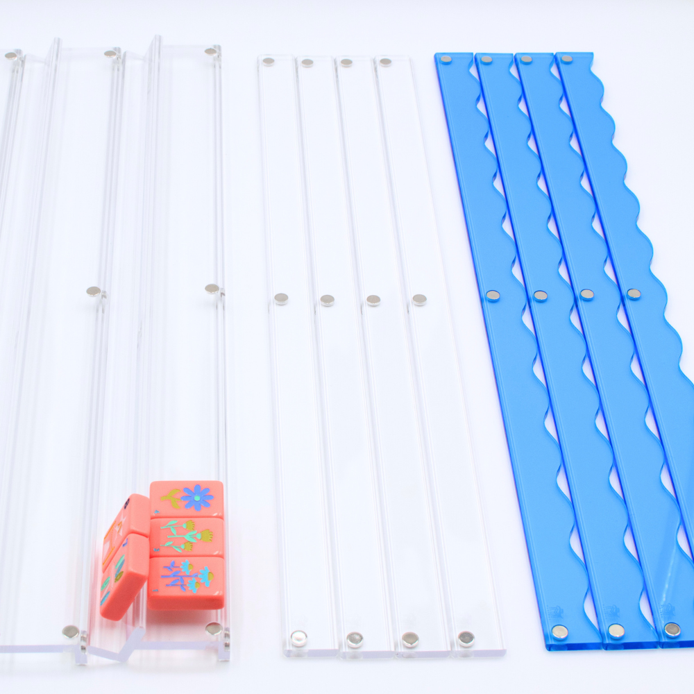 Port A Wavy Acrylic Mahjong Racks | Magnetic Pushers: Green