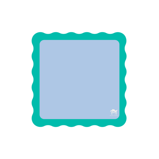 Mini Mahjong Mat (4 Color Combinations)  |  For Small & Travel Mah Jongg  |  Scalloped Edges & Bright Colors  |  21" x 21": Blue Center- Green Scallop