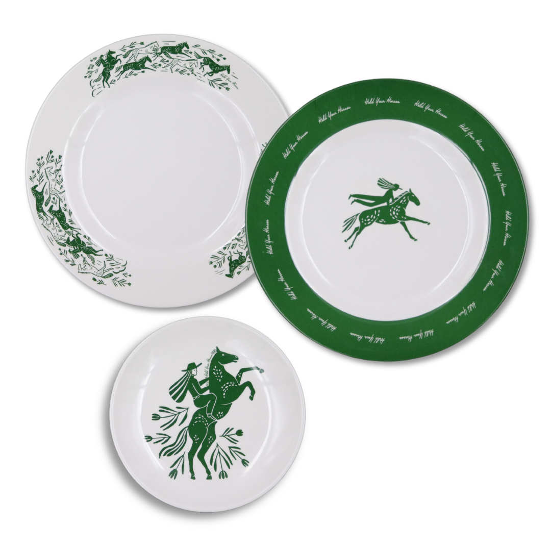 'Hold Your Horses' Melamine Medium Plate (set of 4)