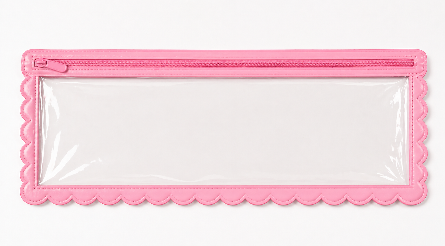 Splash-Proof Mahjong Card Holder for Pool Mahjong - Pink Scallops STANDARD SIZE: One Card Holder