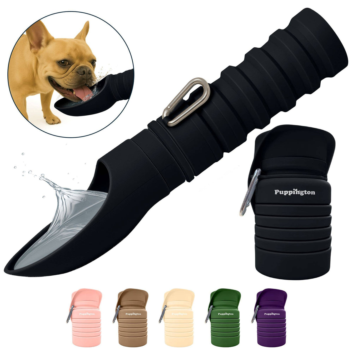 Barking Springs Water Bottle for Dogs - Leakproof, Compact, BPA free: Onyx Black