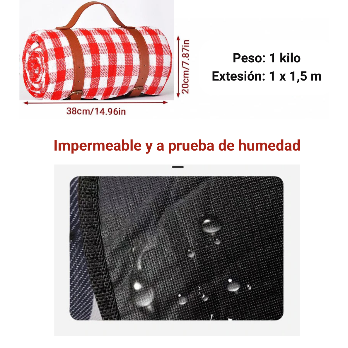 Hye Waterproof Picnic Blanket with handle: Black & White