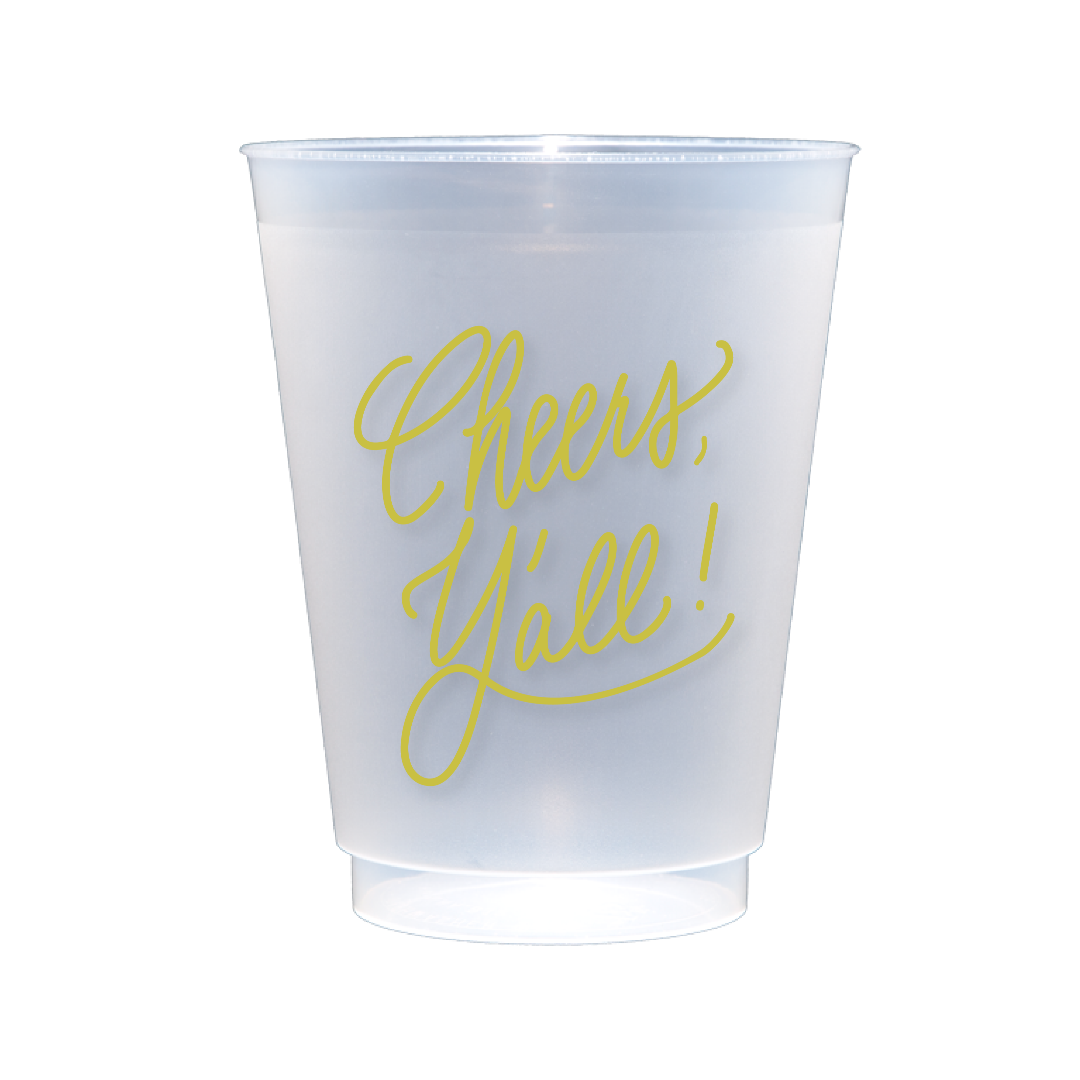 Cheers, Y'all! Frosted Acrylic 16oz Set of 8 Cups