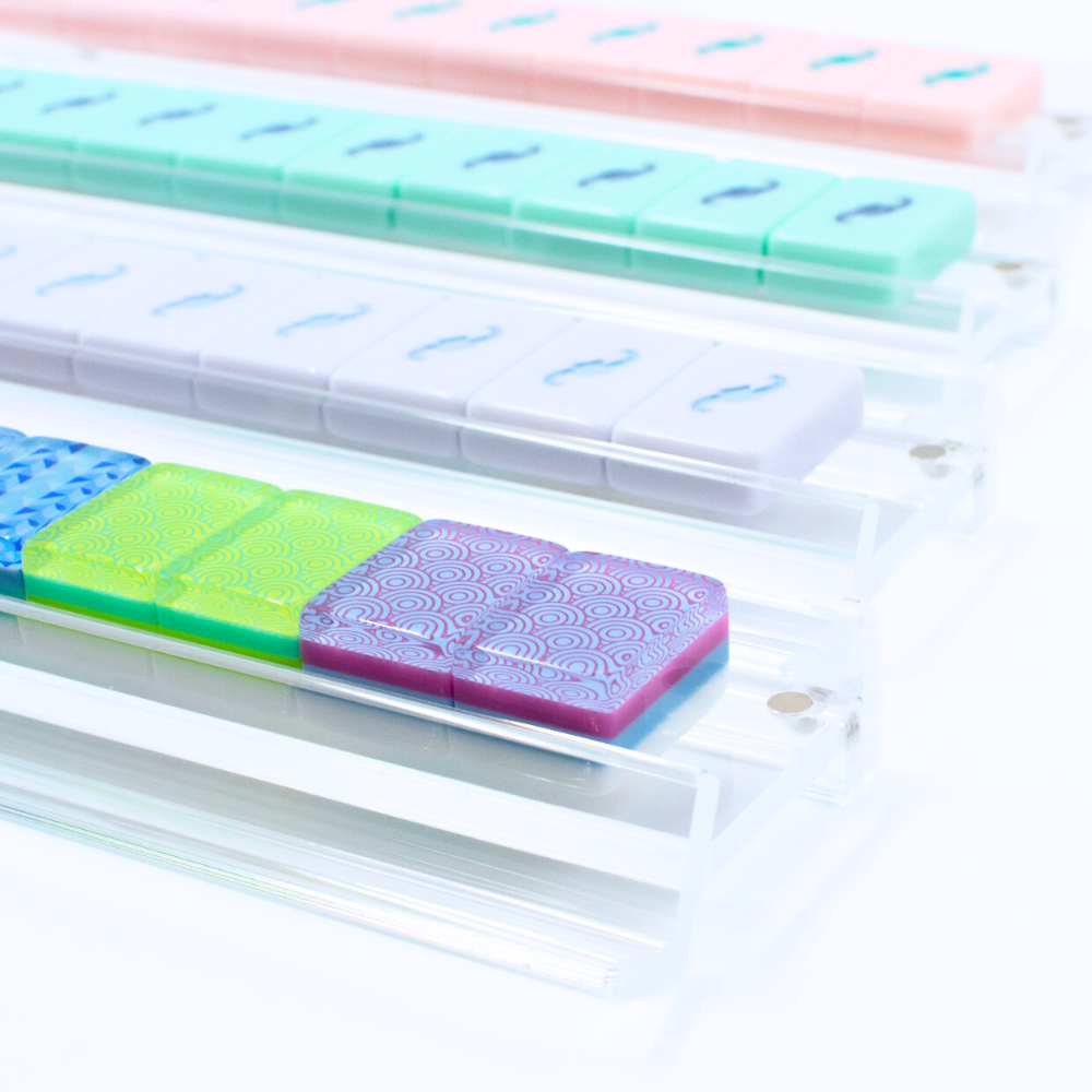 MAHJONG RACKS | Premium Acrylic | 4 Racks + 4 Pushers: Solid White