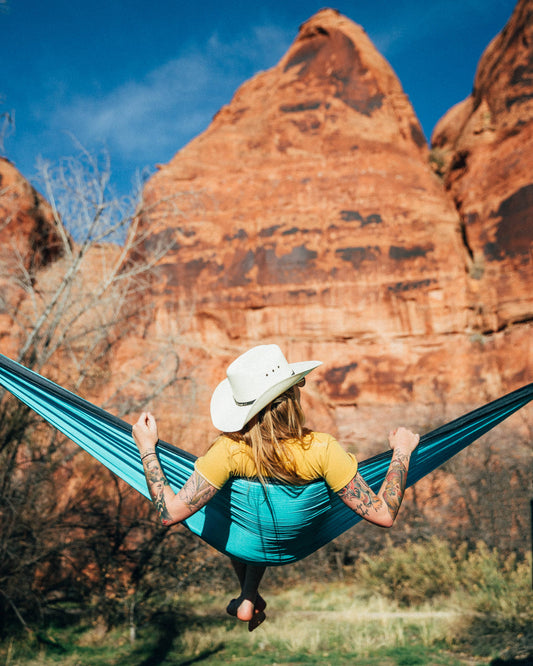 Blue Hole Double Hammock & Straps (Aqua & Charcoal)