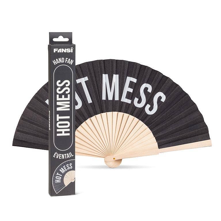 HOT MESS Hand Fan-Black-16"W