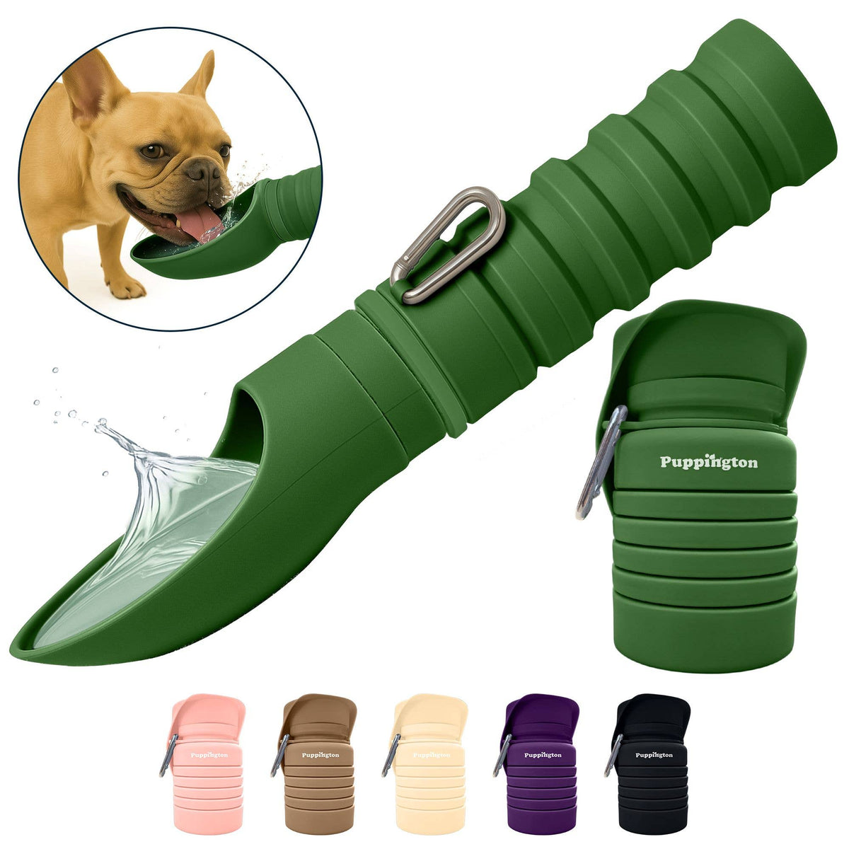 Barking Springs Water Bottles for Dogs - Leakproof, Compact, BPA free: Grass Green