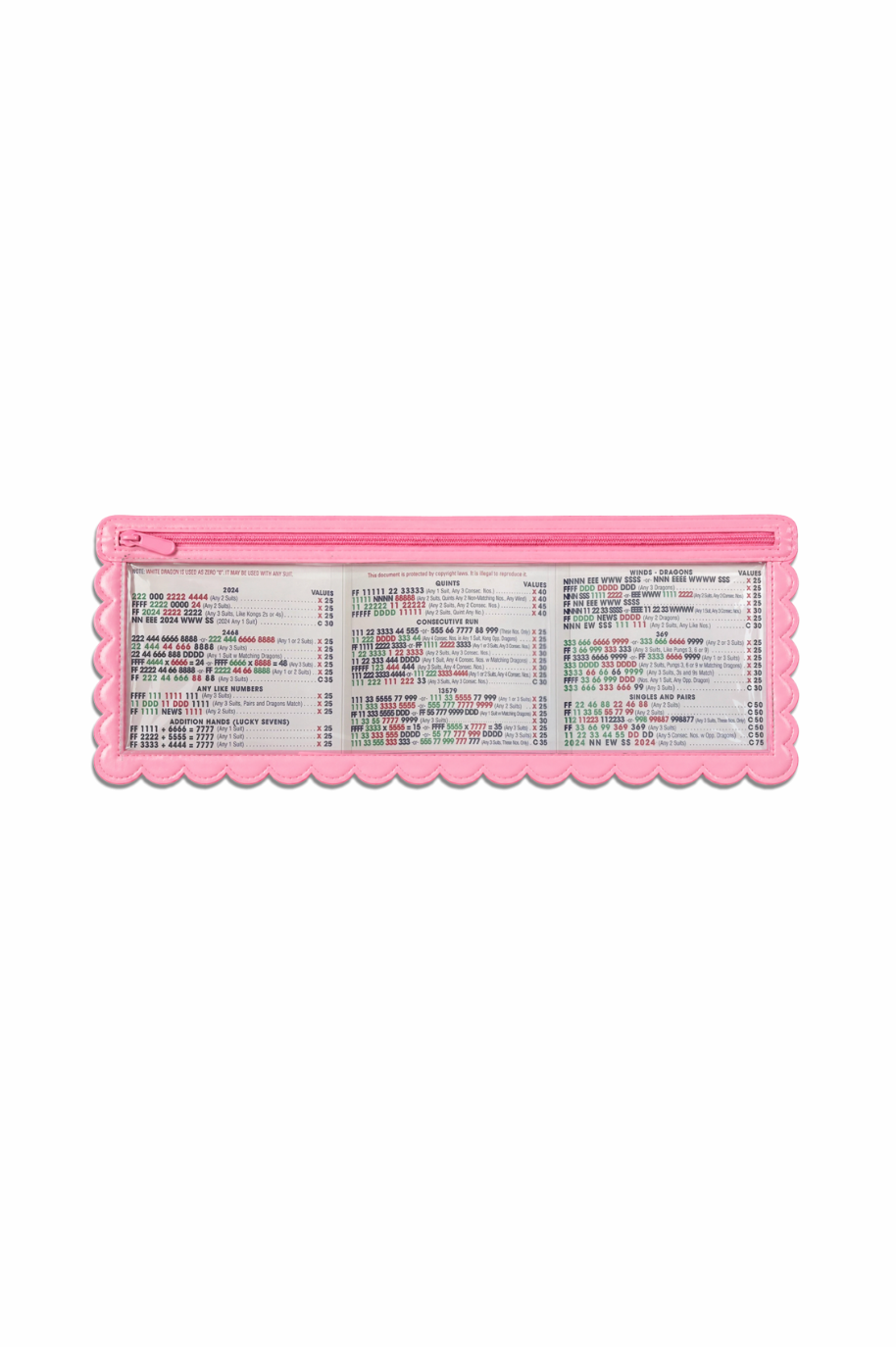 Splash-Proof Mahjong Card Holder for Pool Mahjong - Pink Scallops STANDARD SIZE: One Card Holder