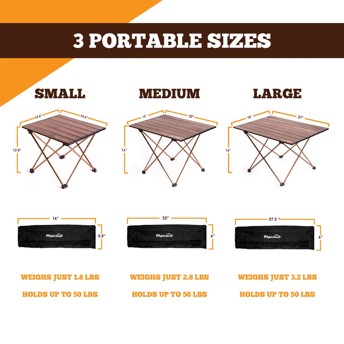 DKR Portable Collapsible Camping Table: Small