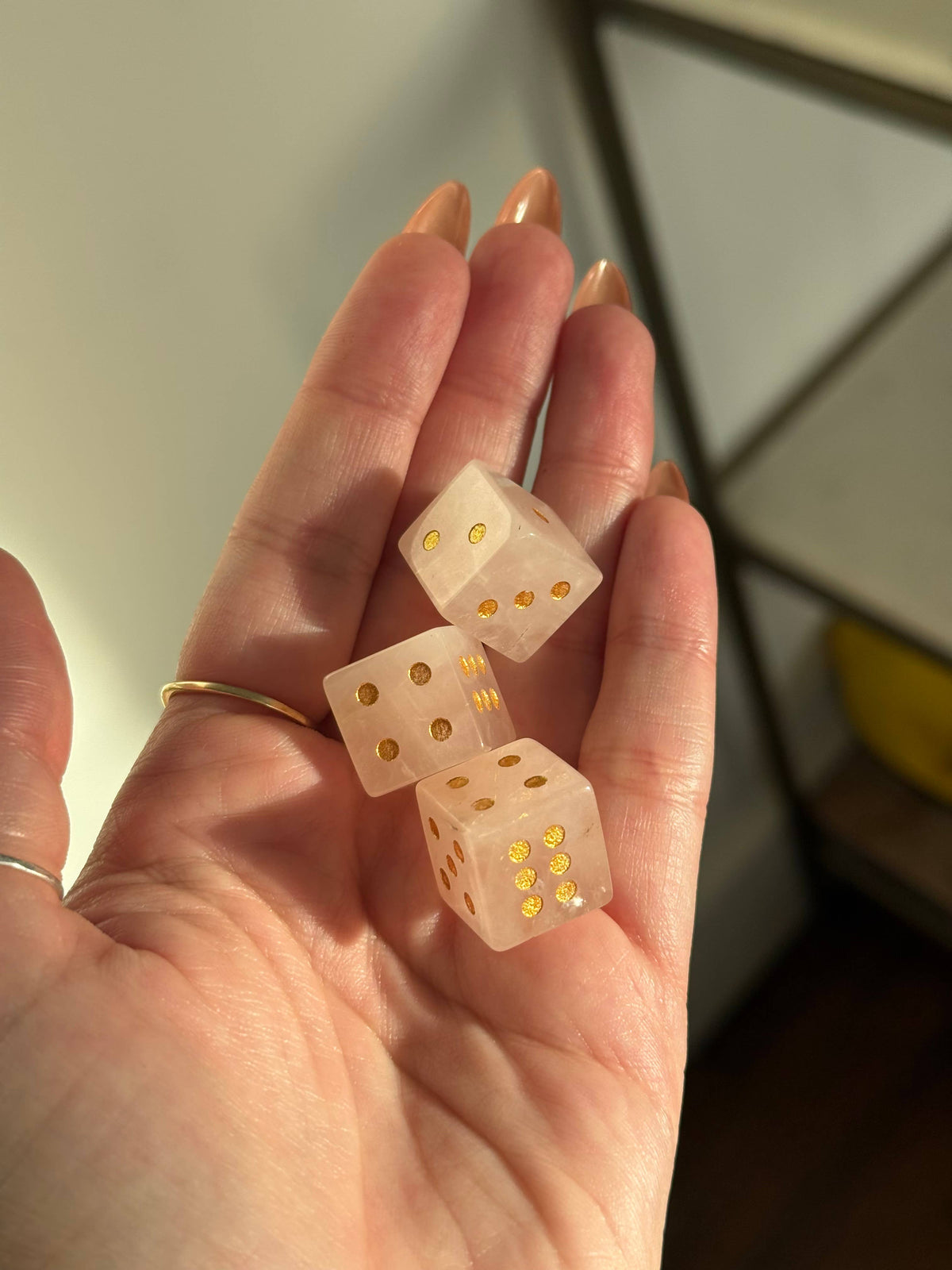 Pemberton Carved Dice: Rose Quartz