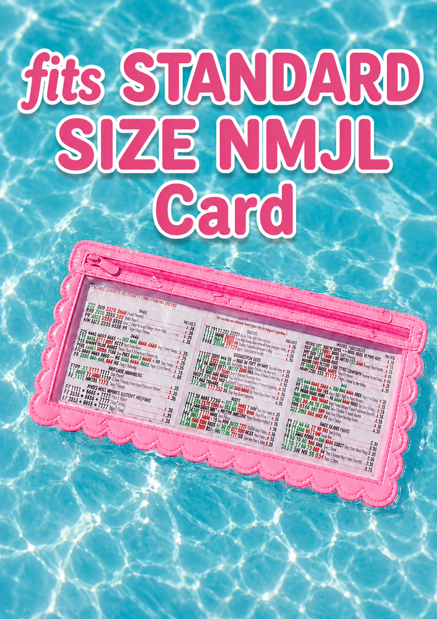 Splash-Proof Mahjong Card Holder for Pool Mahjong - Pink Scallops STANDARD SIZE: One Card Holder