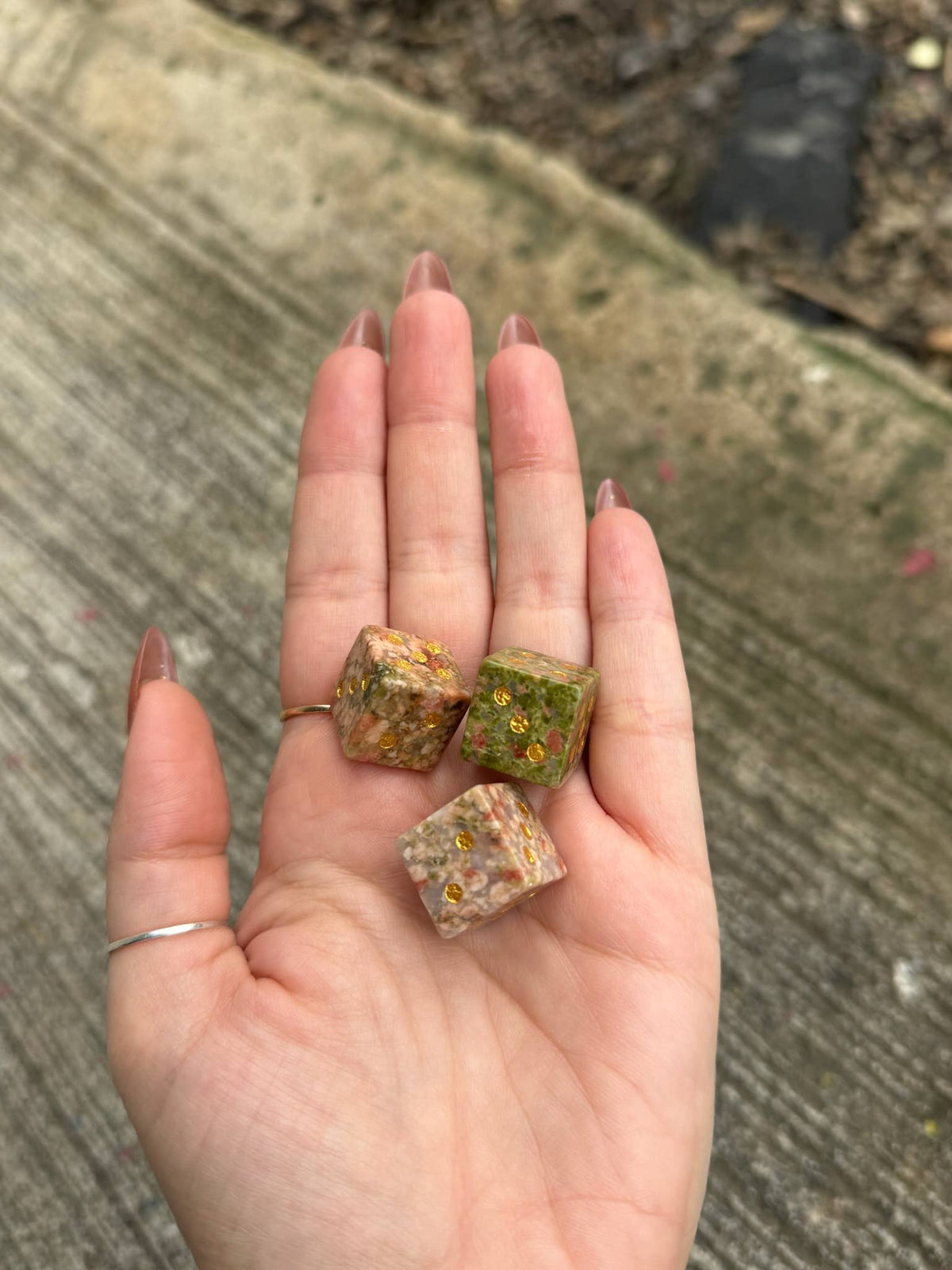 Pemberton Carved Dice: Unakite