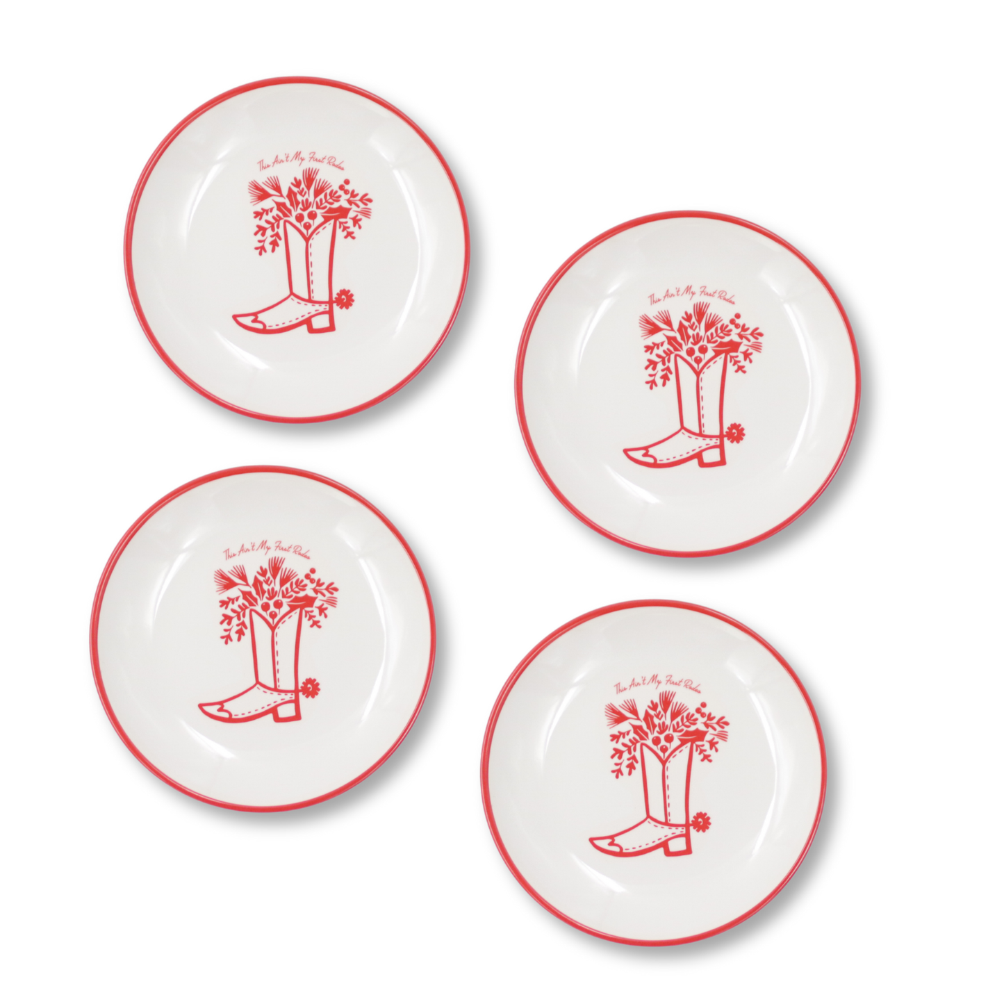 "This Ain't My First Rodeo" MELAMINE Medium Boot Plates (Set of 4)