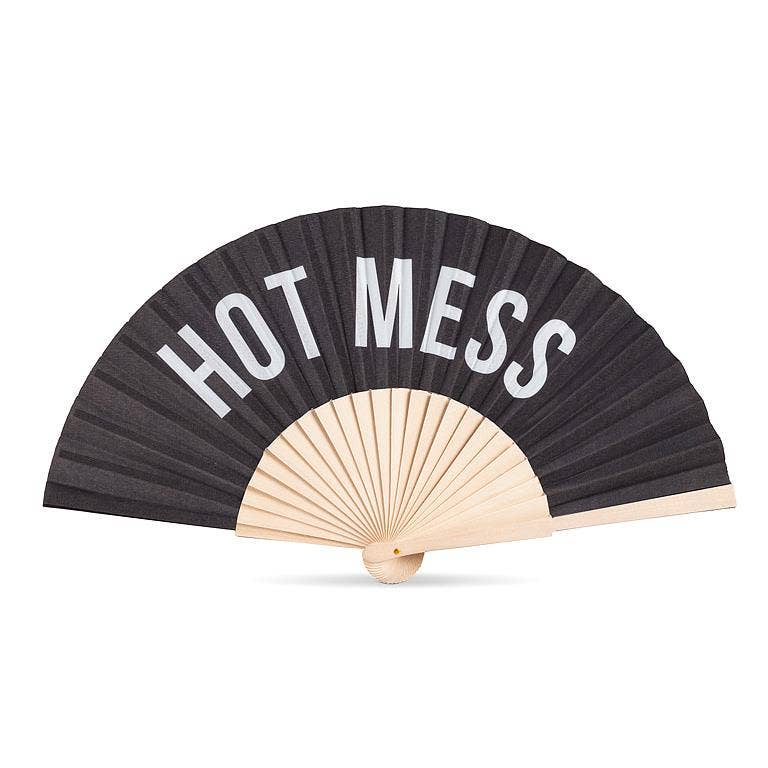 HOT MESS Hand Fan-Black-16"W