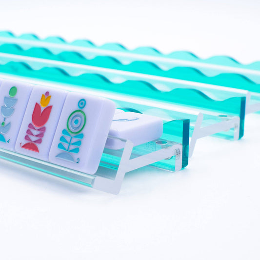 Port A Wavy Acrylic Mahjong Racks | Magnetic Pushers: Green