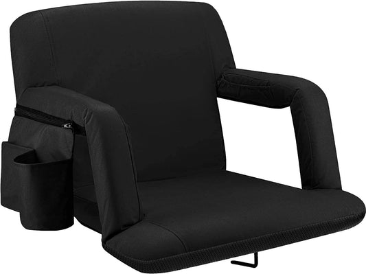 McConaughey Reclining Stadium Seat with Armrests: Black / Wide