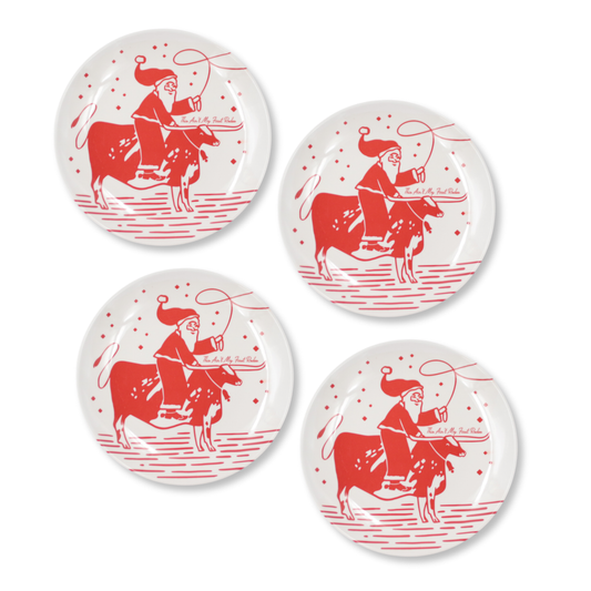 "This Ain't My First Rodeo" MELAMINE Medium Santa Plates (Set of 4)