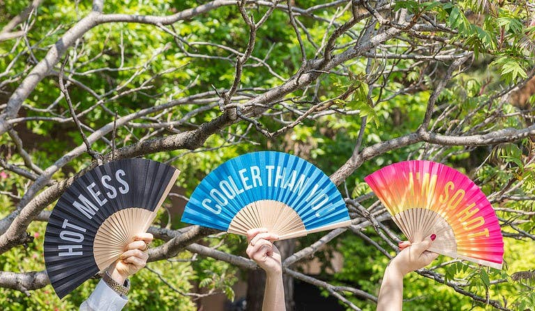 HOT MESS Hand Fan-Black-16"W