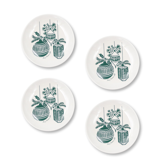 "Merry Christmas, Y'all" MELAMINE Medium Ornaments Plate (Set of 4)