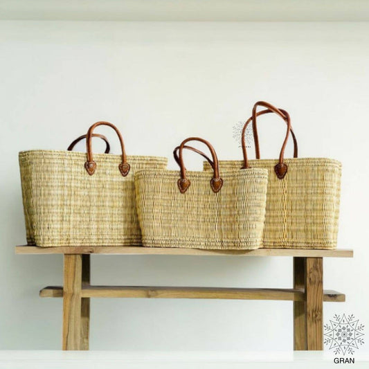 Fort Worth Leather Shopping Basket.: Short Handle LARGE