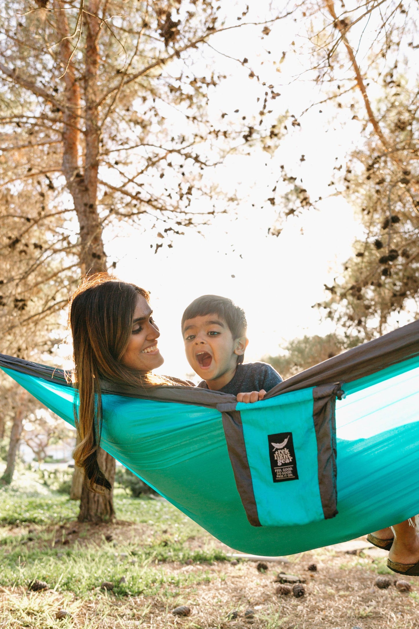 Blue Hole Double Hammock & Straps (Aqua & Charcoal)