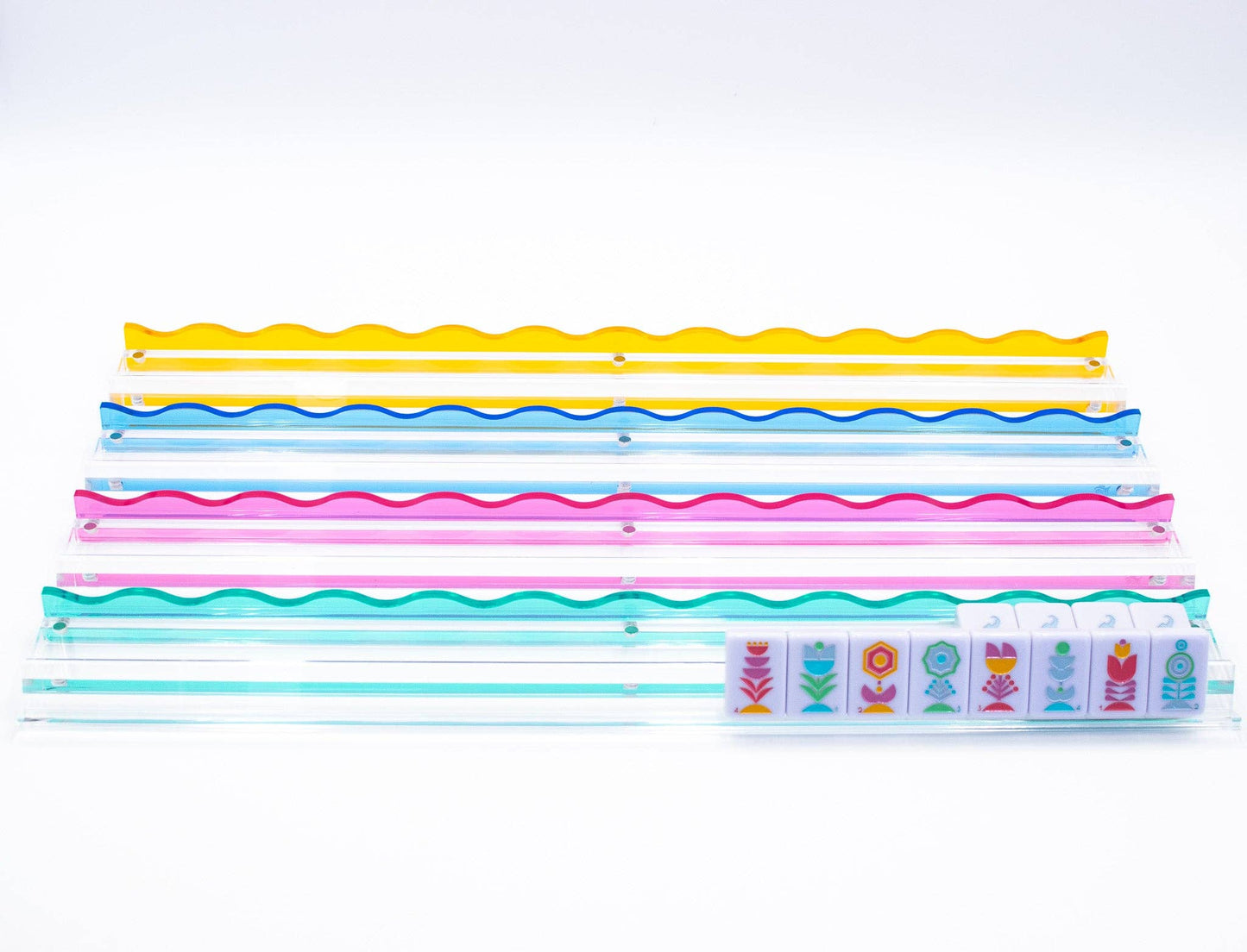 Port A Wavy Acrylic Mahjong Racks | Magnetic Pushers: Green