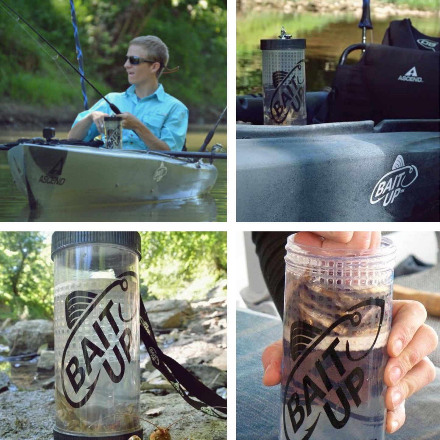 Bait Up® – Innovative Live Bait Fishing Containers for Anglers, Clear: 20oz