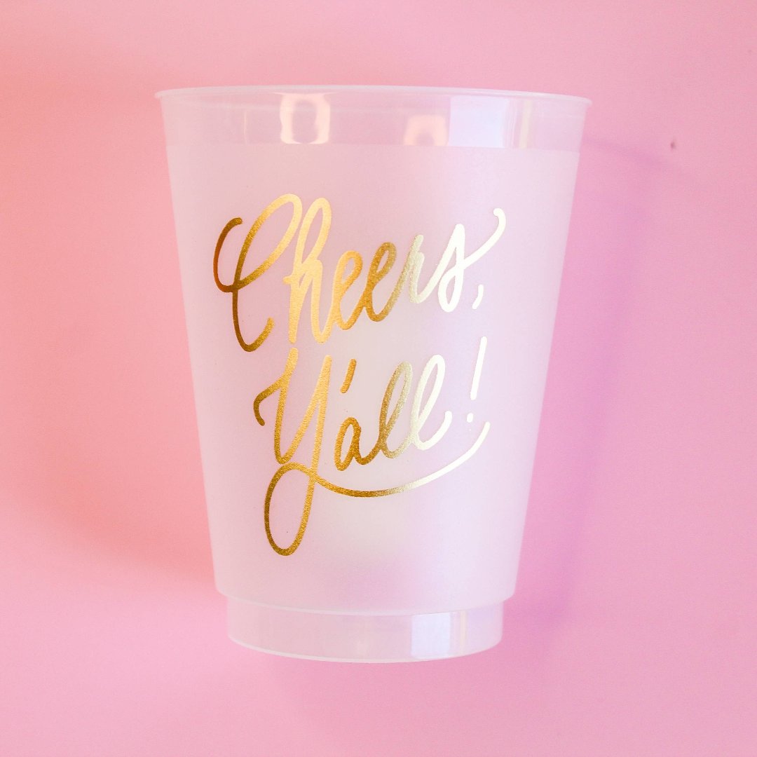 Cheers, Y'all! Frosted Acrylic 16oz Set of 8 Cups