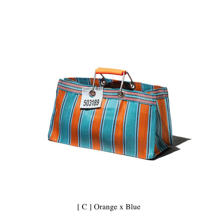 Lost Pines Recycled Plastic Stripe Bag - Wide: Orange x Blue