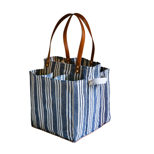 Palo Duro Heavy Canvas Small Tote Bag Navy Stripe
