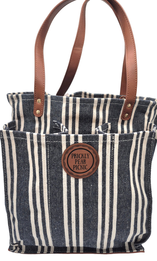 Palo Duro Heavy Canvas Small Tote Bag Navy Stripe